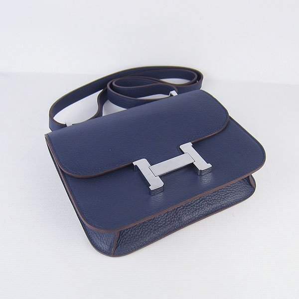 7A Hermes Oxhide Leather Message Bag Dark Blue H017 - Click Image to Close